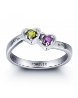 Birthstone Ring, Sterling Silver Personalized Engravable Ring JEWJORI101958